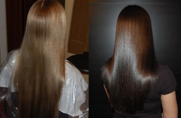 Окрашивание волос до и после краской САНОТИНТ